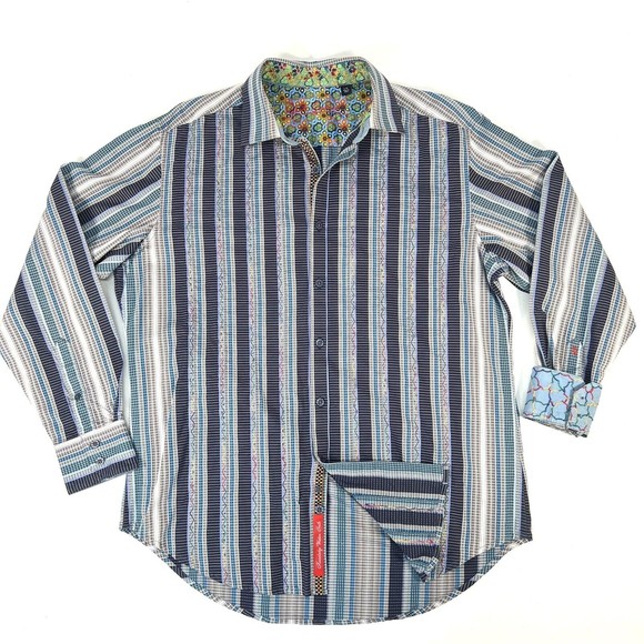Robert Graham Other - Robert Graham Long Sleeve Knowledge Wisdom Truth Mens L Flip Cuff StripeRainbows